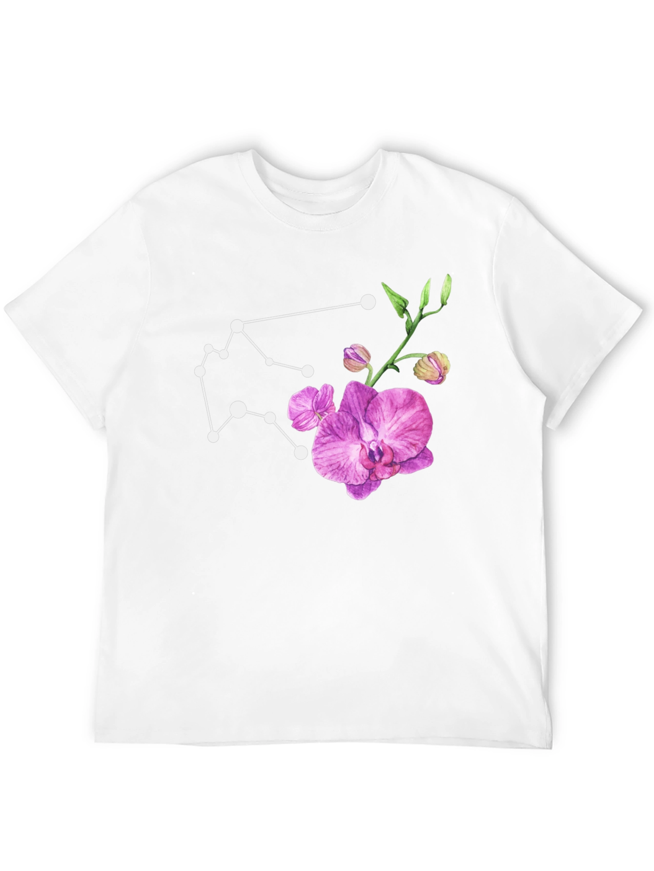Aquarius Constellation & Orchid Black T-Shirt