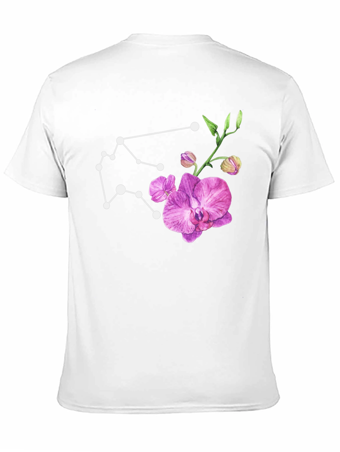 Aquarius Constellation & Orchid Black T-Shirt