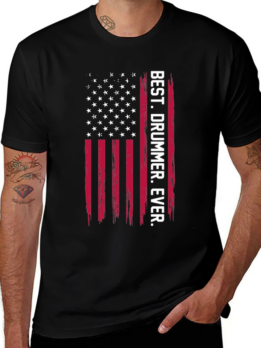 Best Drummer Ever Graphic Tee - USA Flag Style