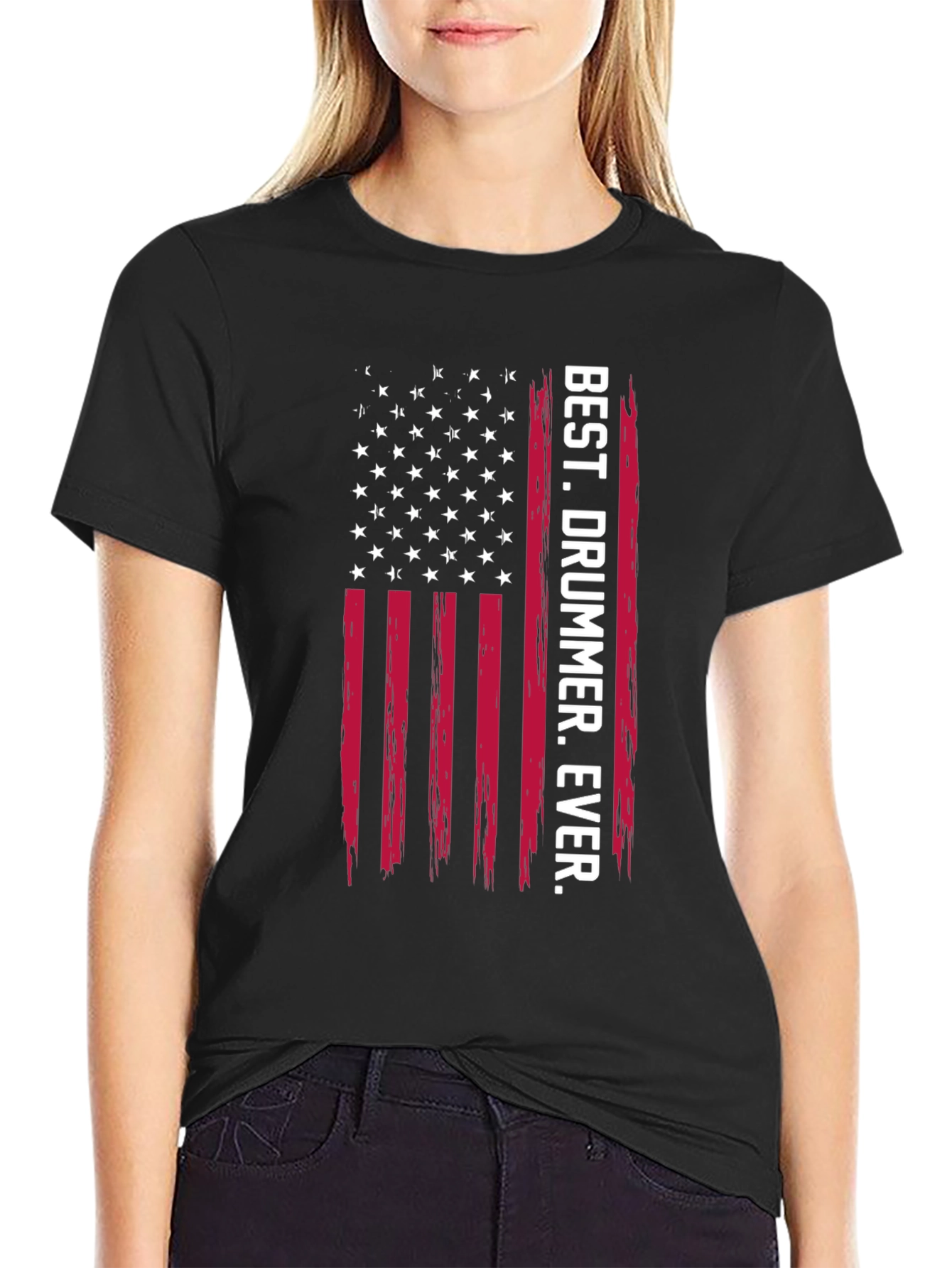 Best Drummer Ever Graphic Tee - USA Flag Style