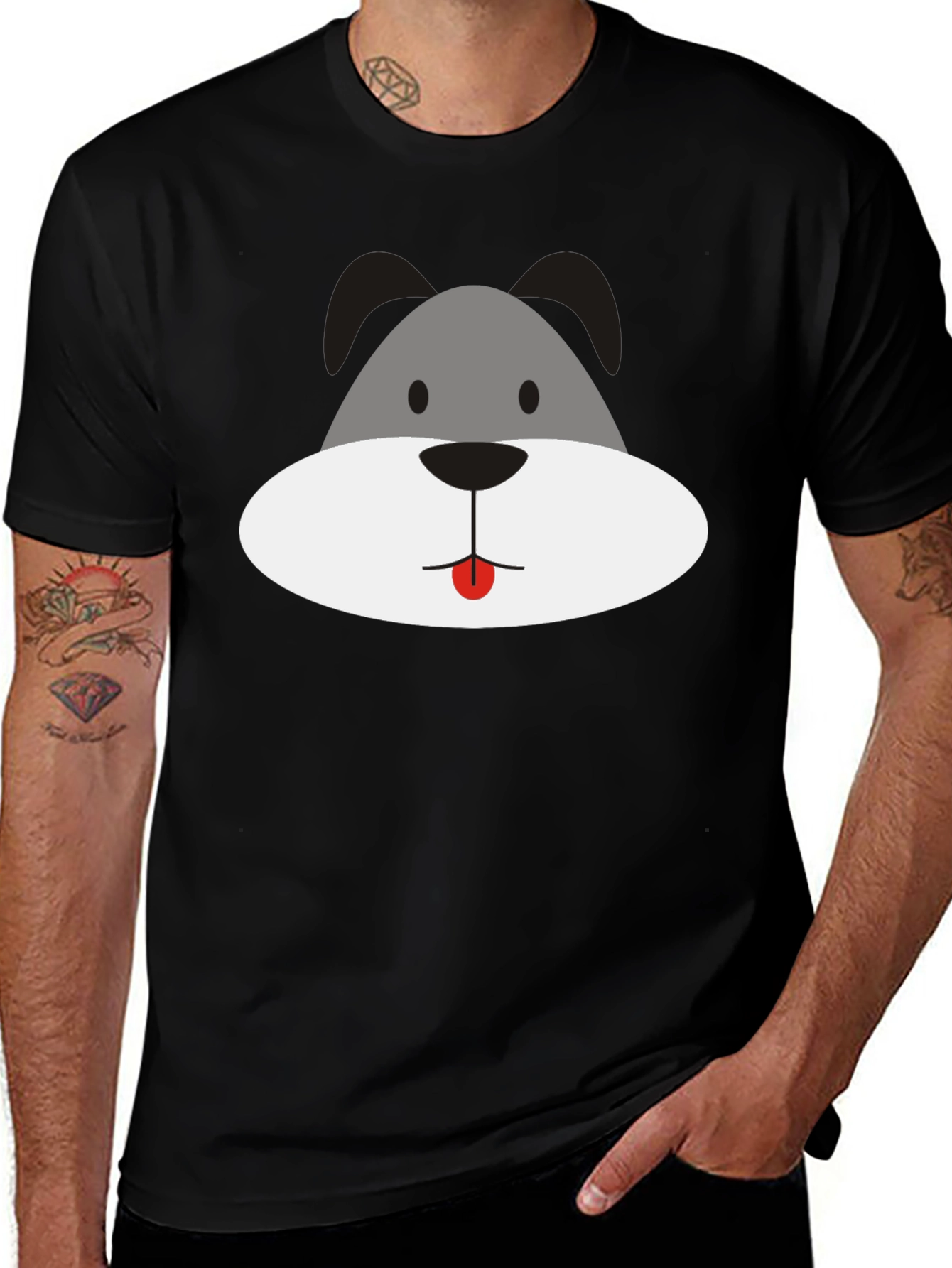 Dog Face Graphic Black T-Shirt