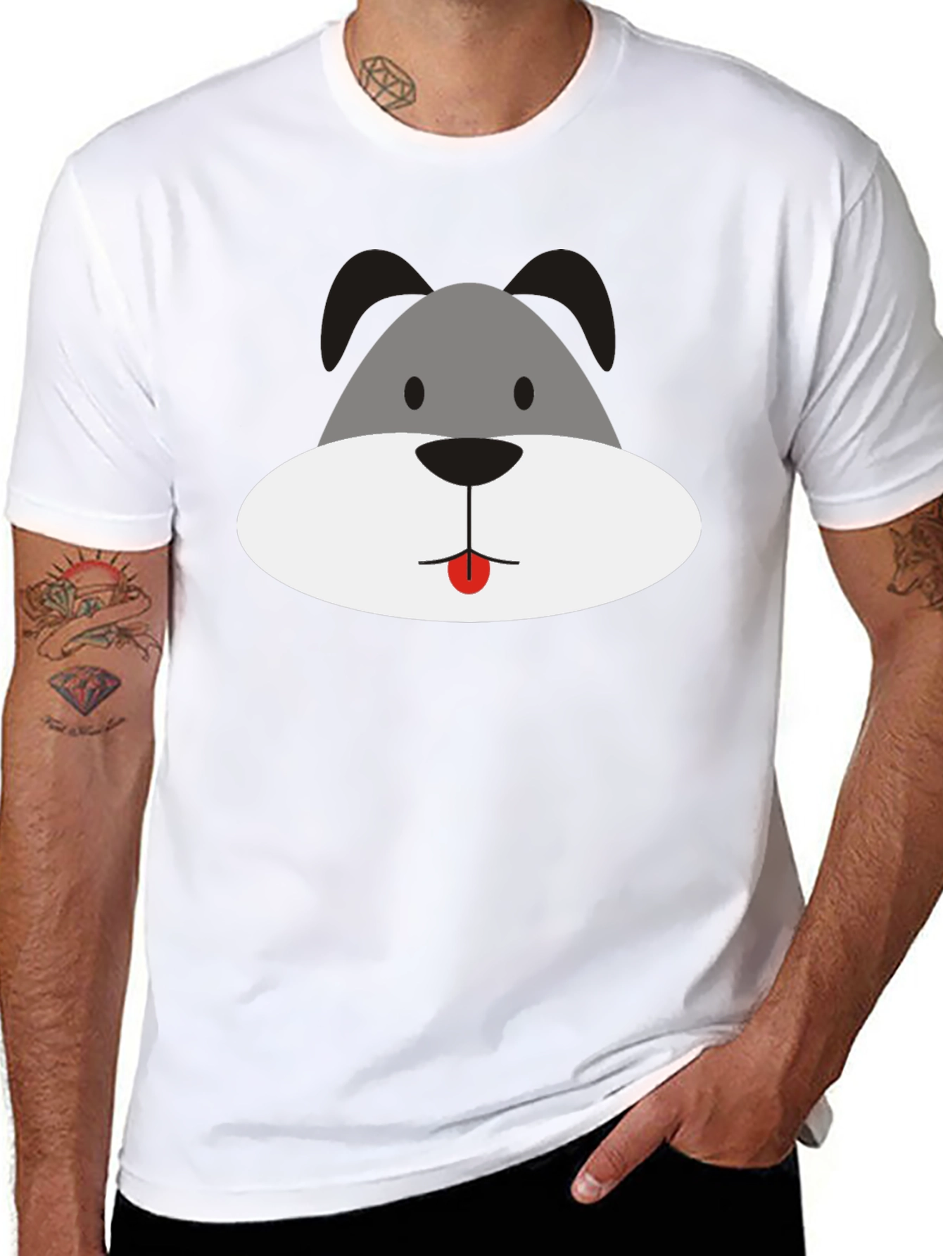 Dog Face Graphic Black T-Shirt