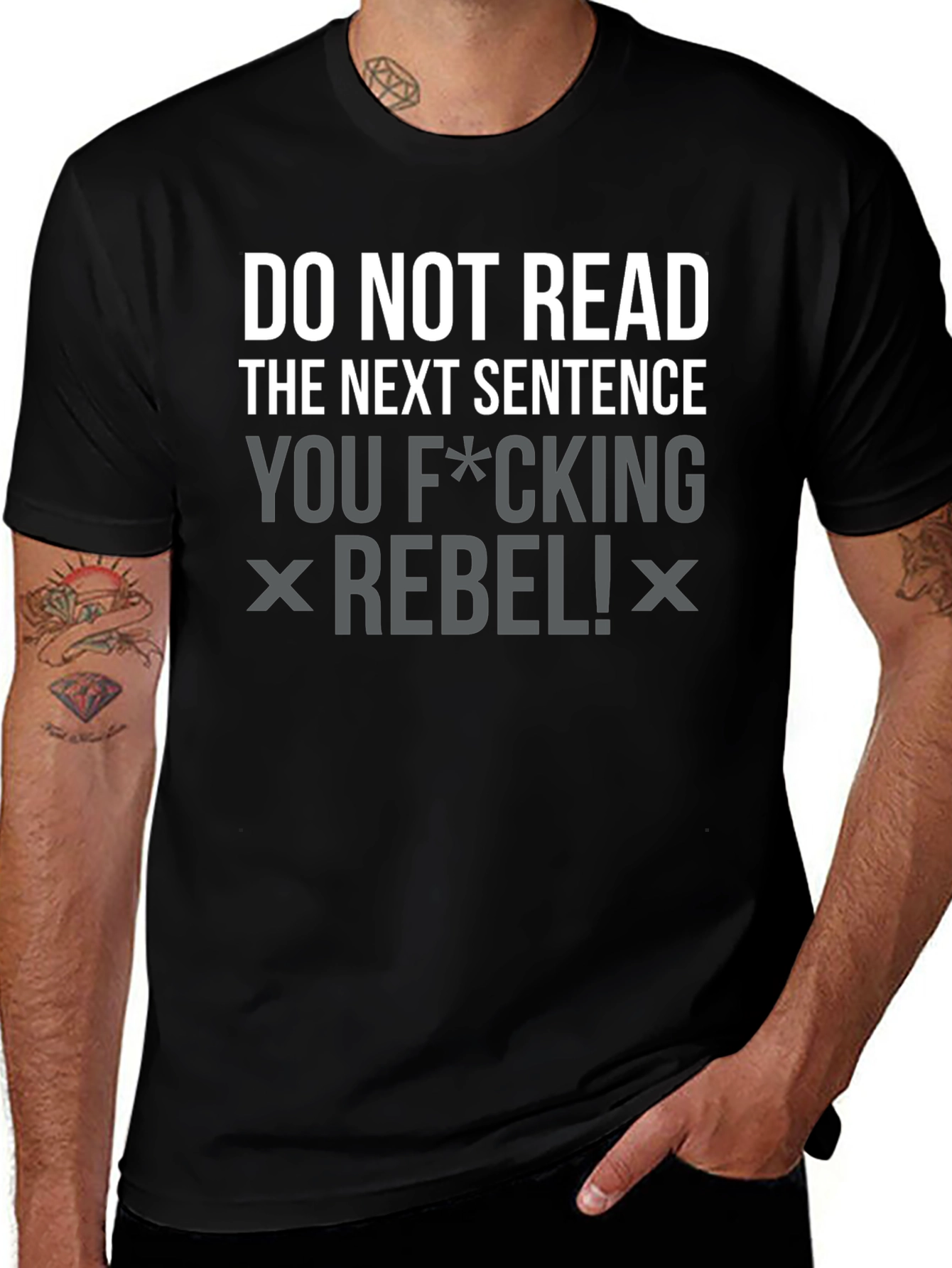 Rebel Slogan Graphic Tee - Black