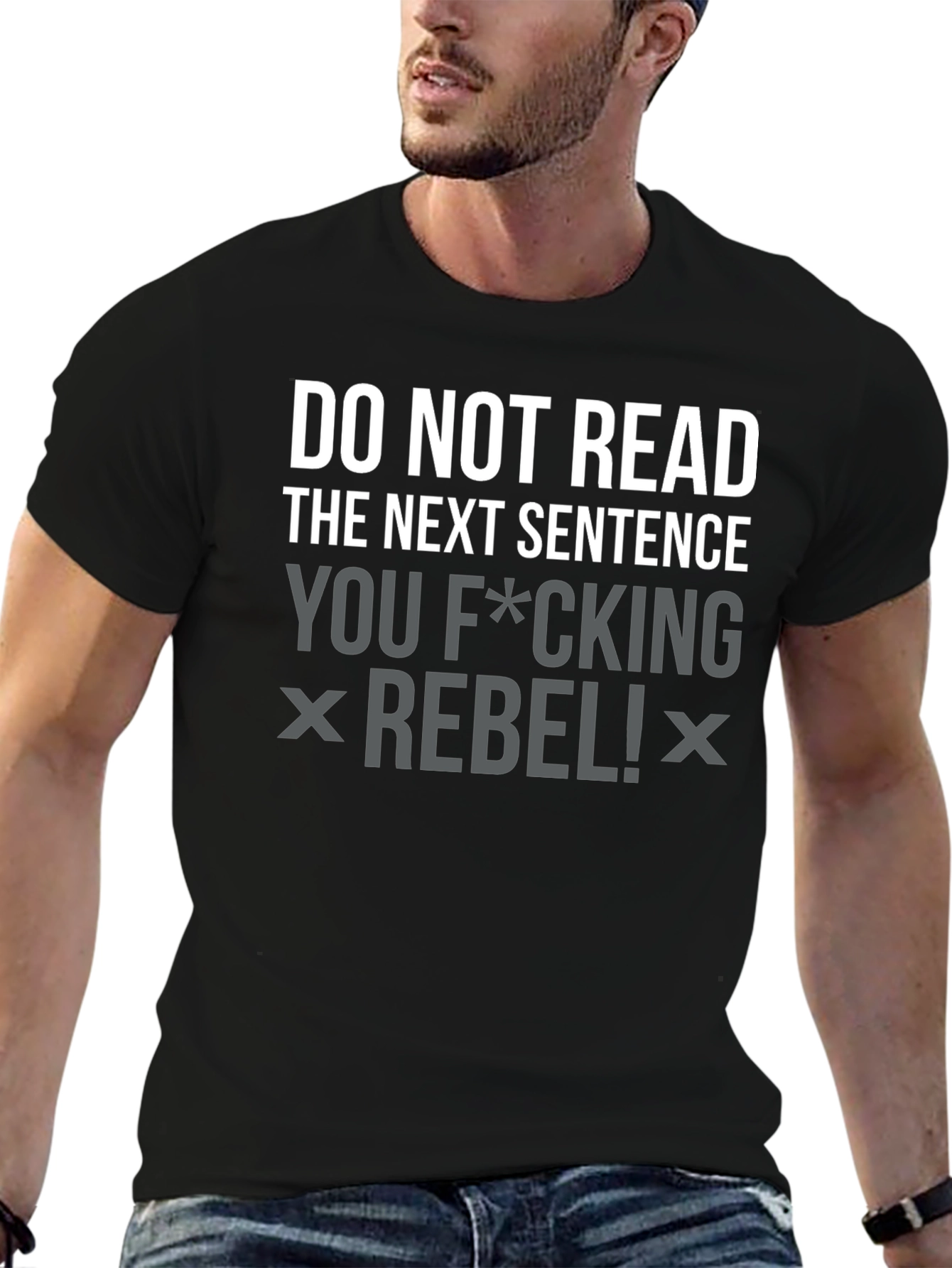 Rebel Slogan Graphic Tee - Black