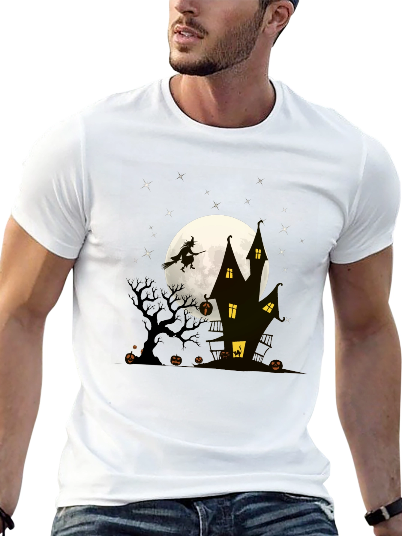 Halloween Witch Haunted House Graphic Tee