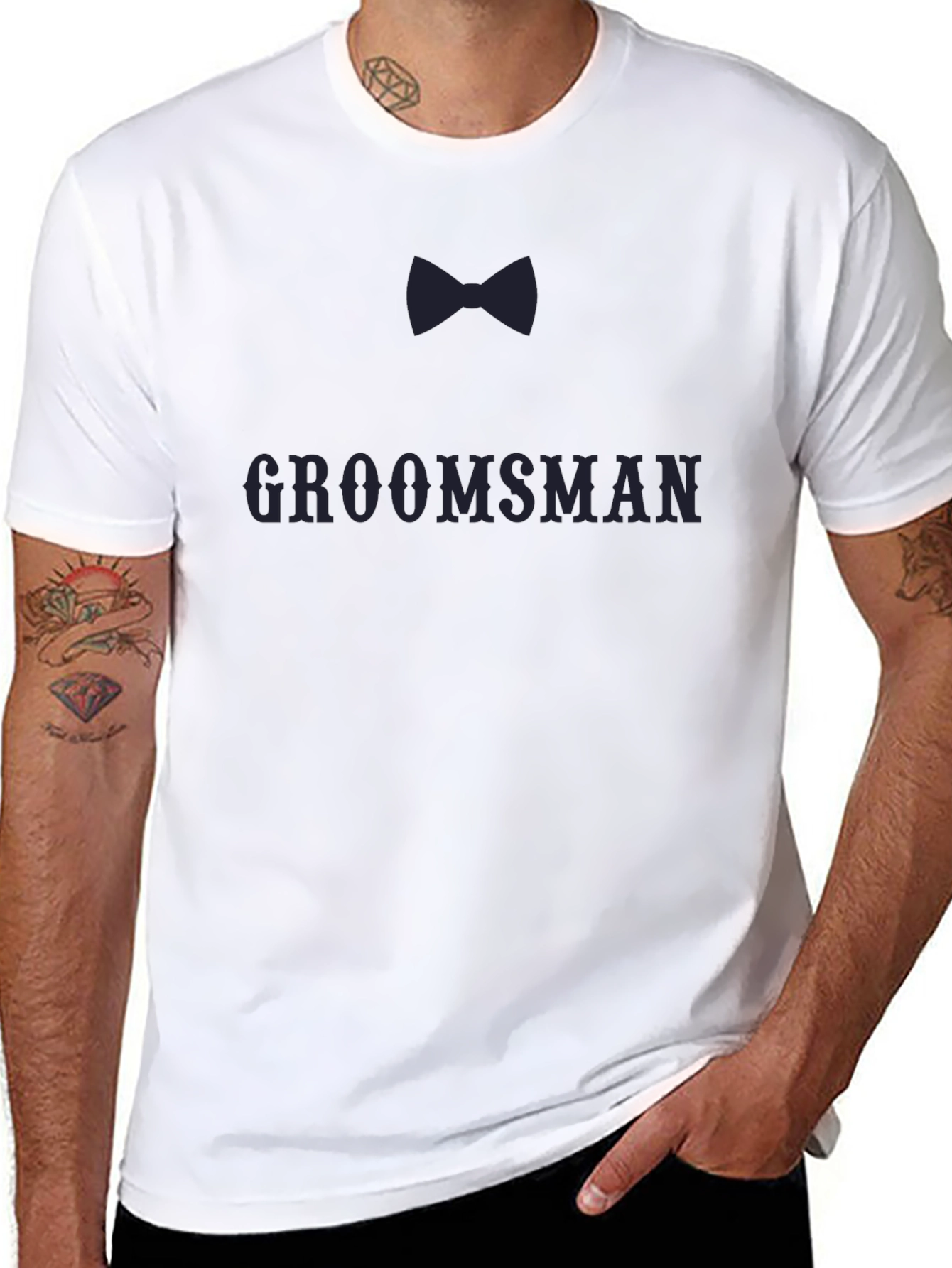 Groomsman Bow Tie T-Shirt - Black