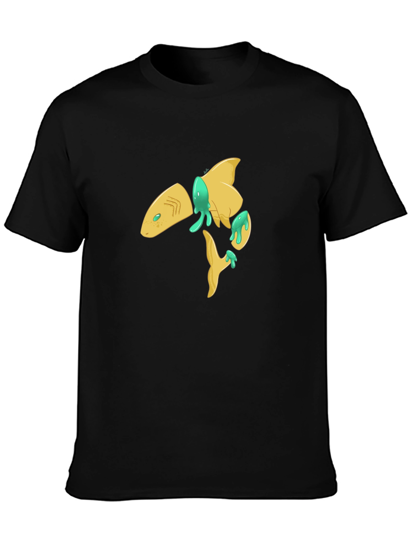 Abstract Shark Graphic Black T-Shirt