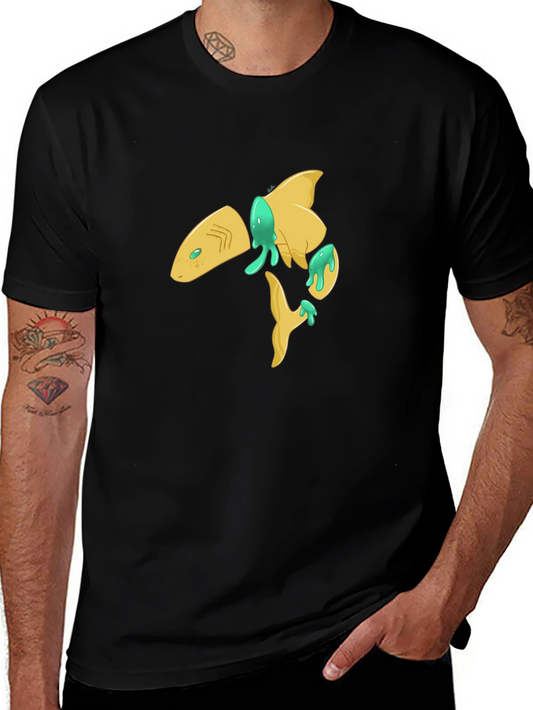 Abstract Shark Graphic Black T-Shirt
