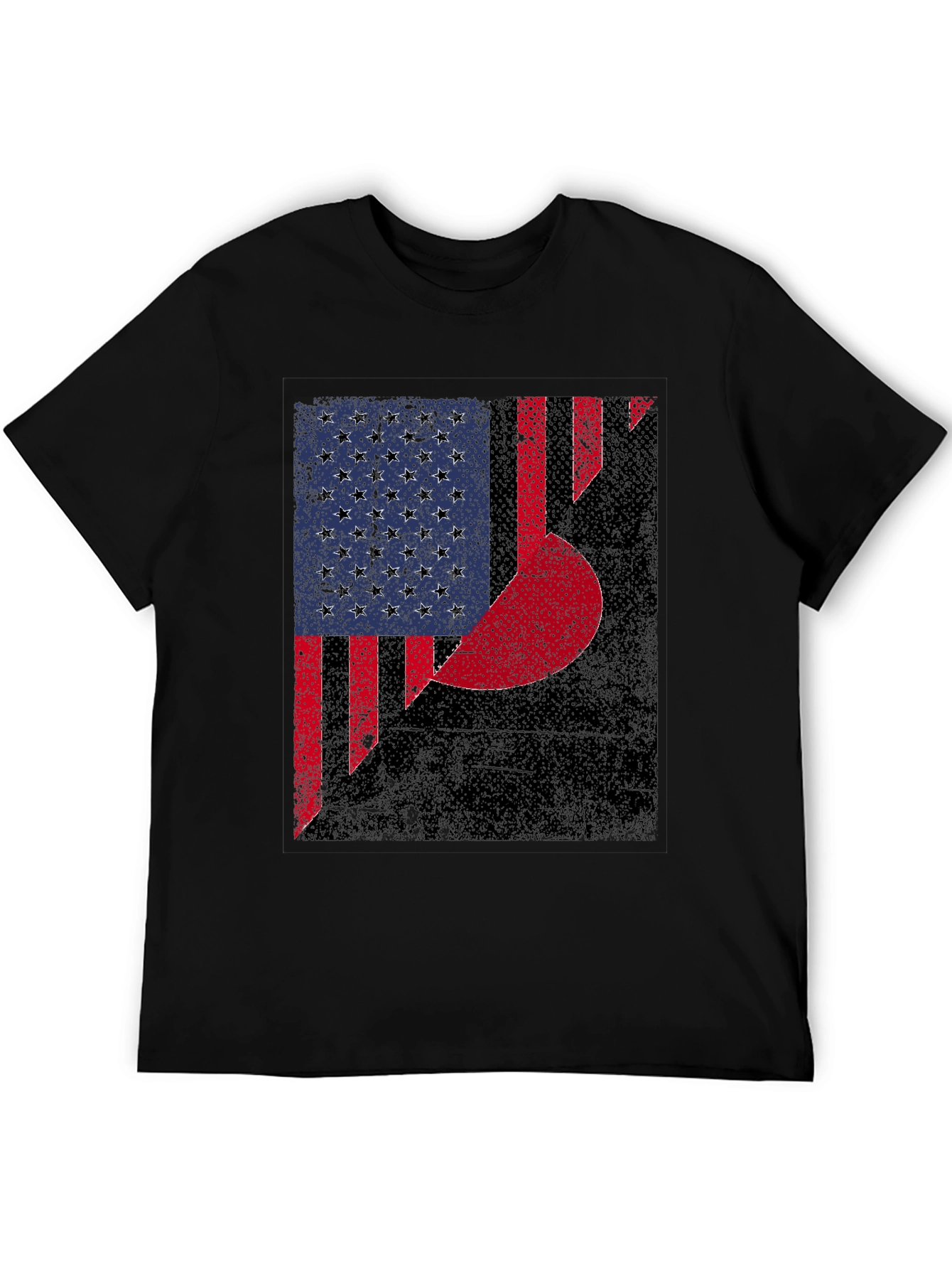 Distressed US & Crescent Moon Graphic T-Shirt