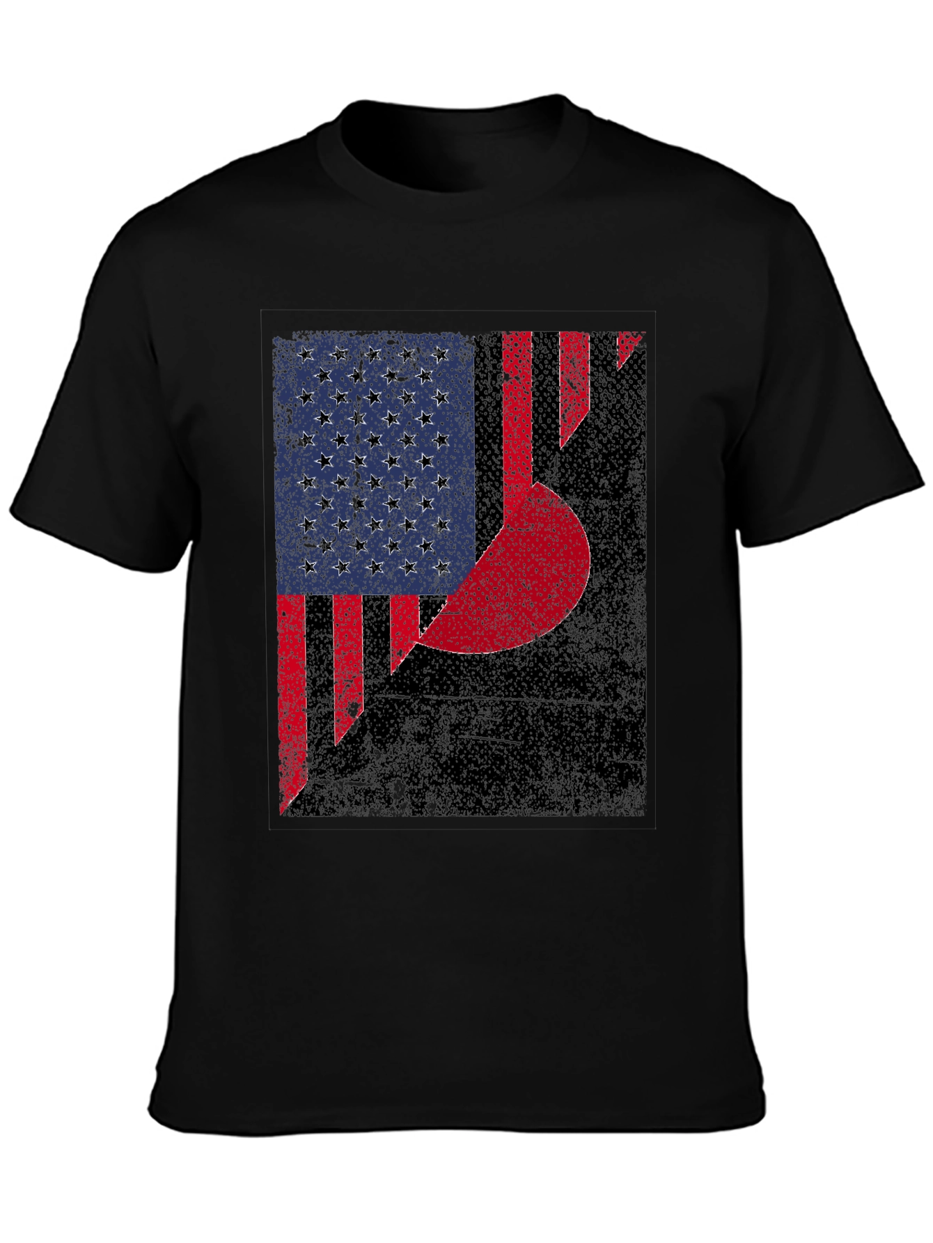 Distressed US & Crescent Moon Graphic T-Shirt