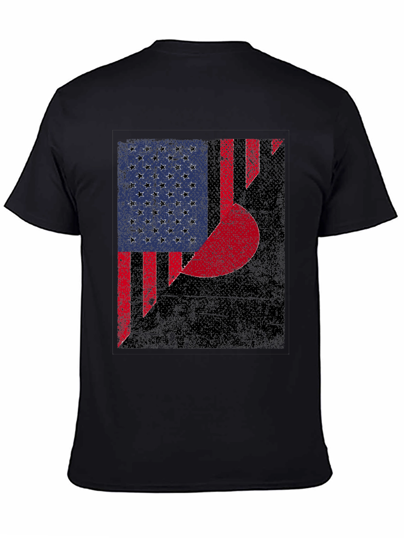Distressed US & Crescent Moon Graphic T-Shirt