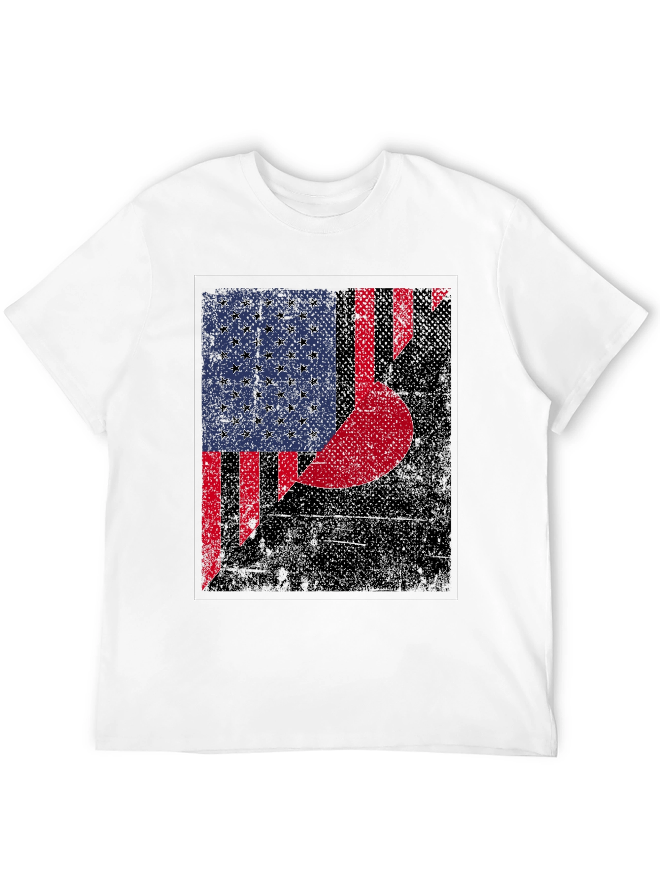 Distressed US & Crescent Moon Graphic T-Shirt