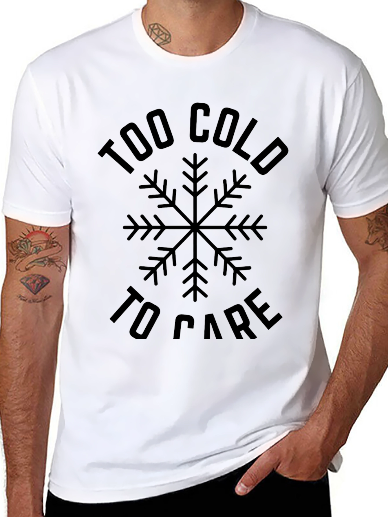 Too Cold to Care Black Graphic Tee