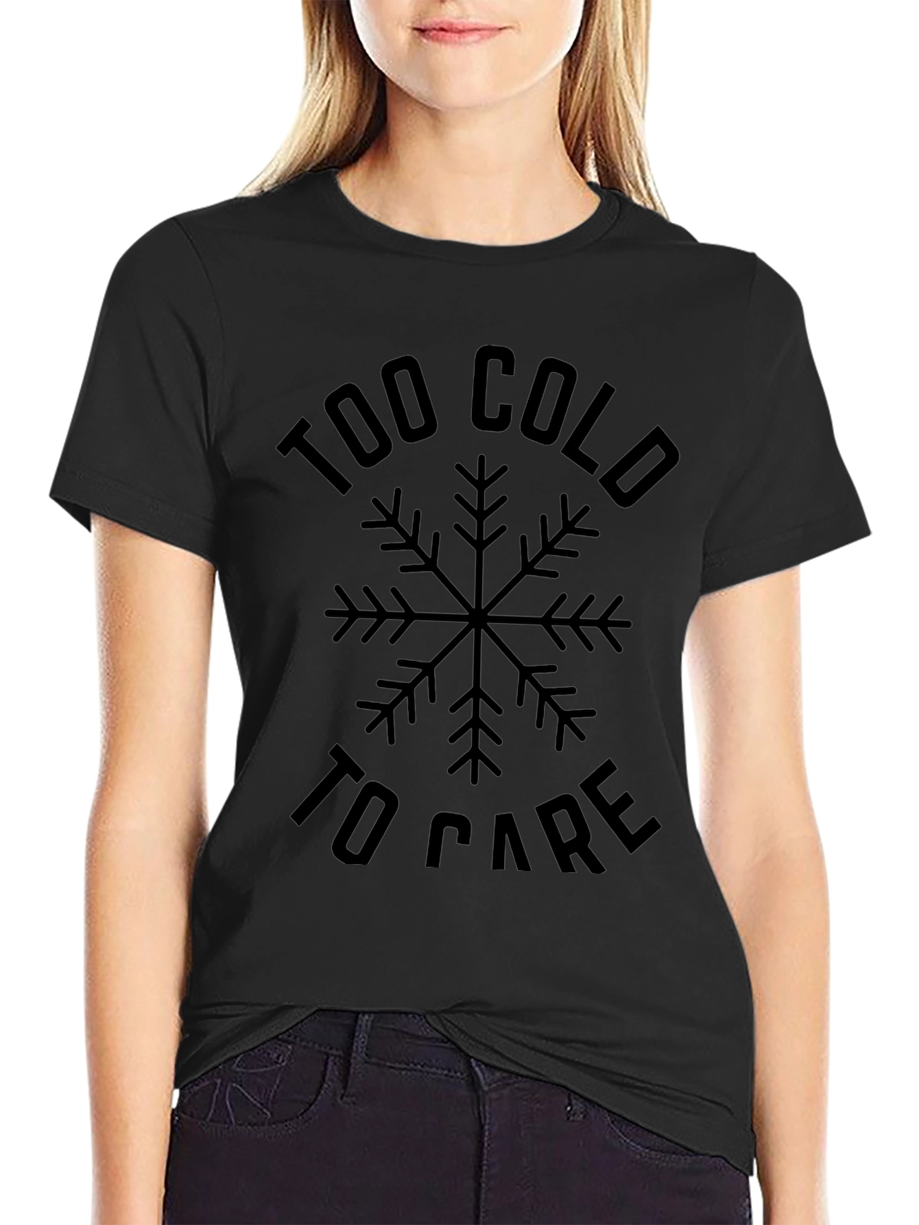Too Cold to Care Black Graphic Tee