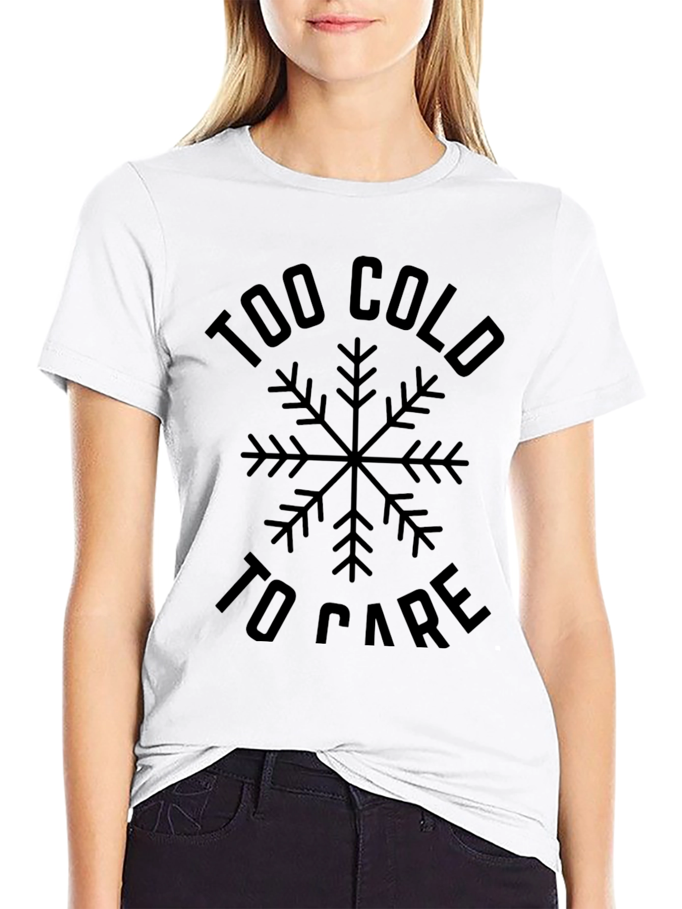 Too Cold to Care Black Graphic Tee