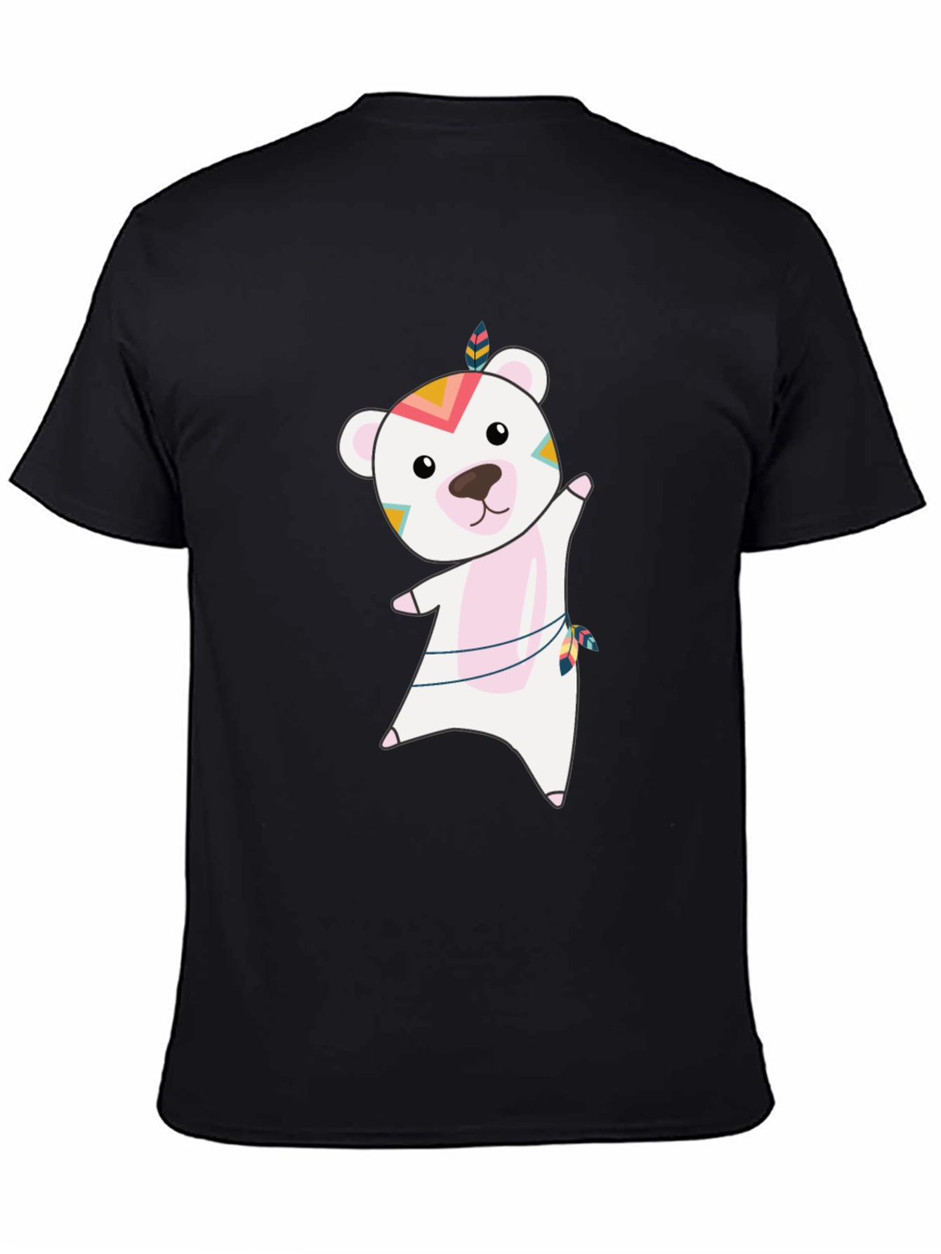 Bear Graphic Tee - Whimsical Mens Black T-Shirt