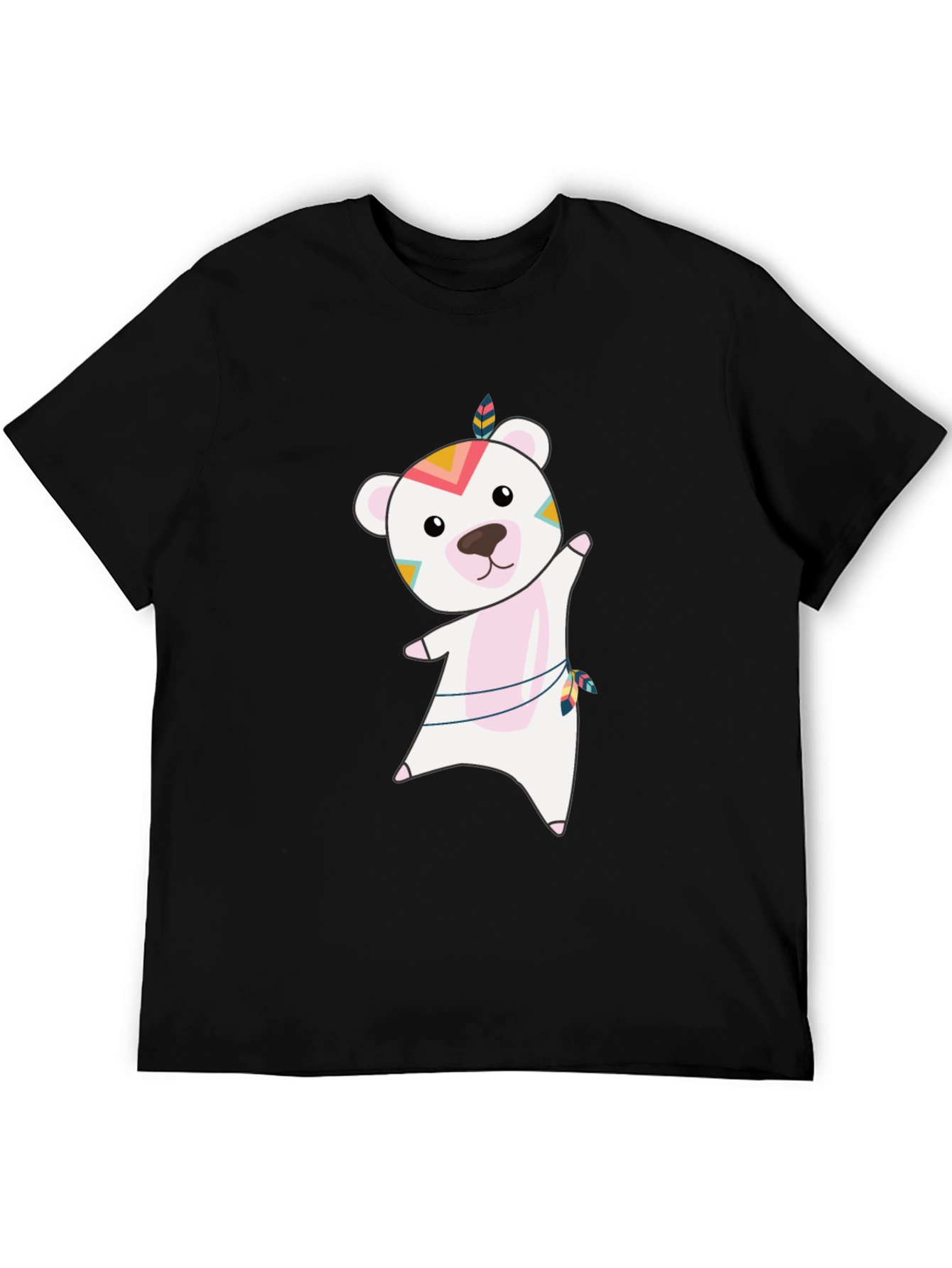 Bear Graphic Tee - Whimsical Mens Black T-Shirt