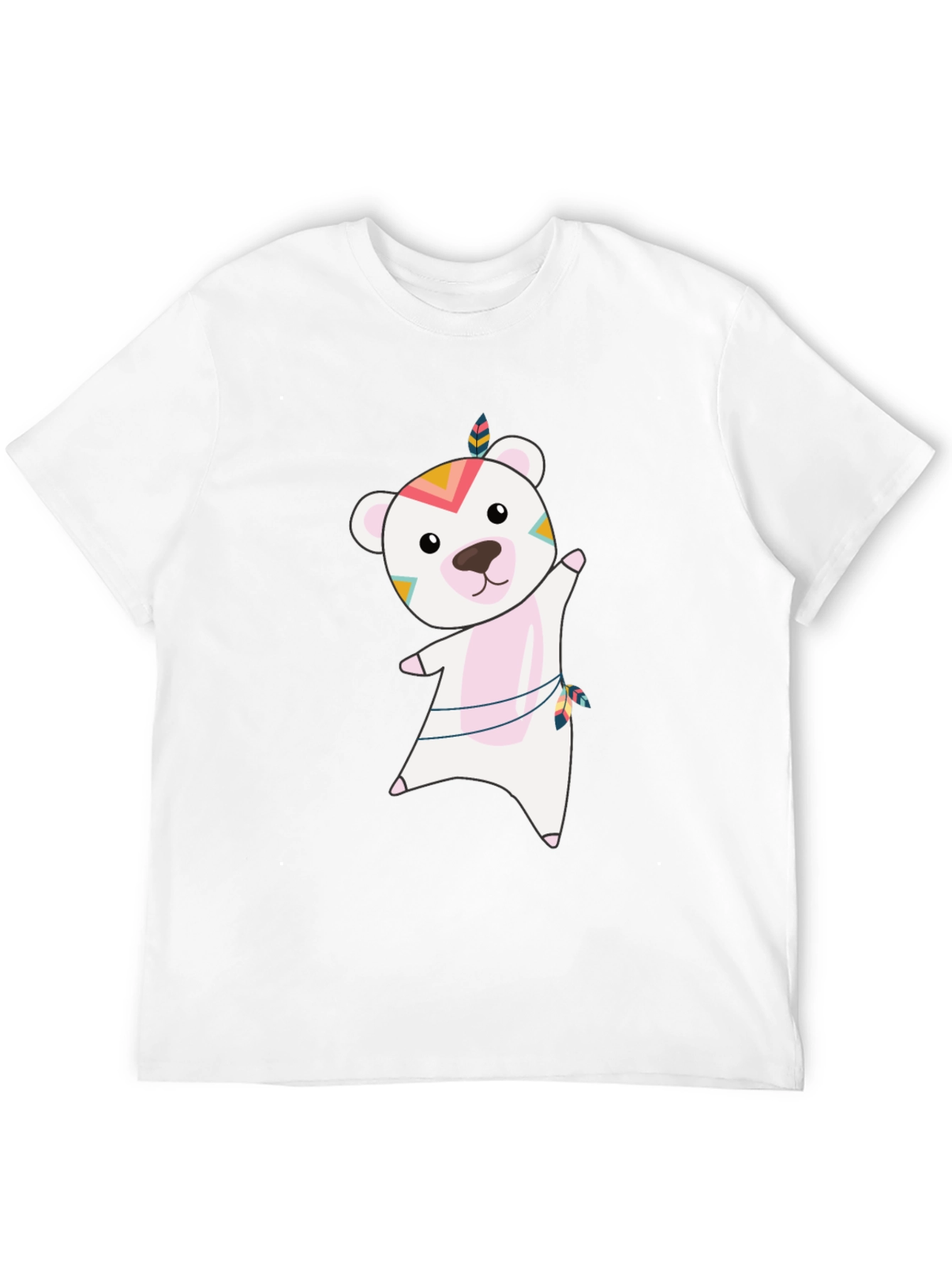 Bear Graphic Tee - Whimsical Mens Black T-Shirt