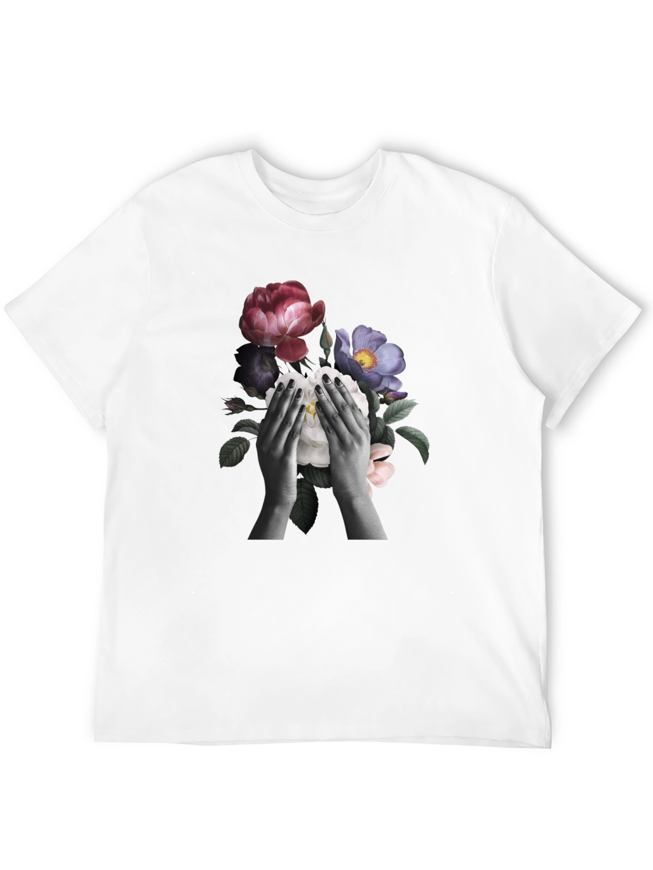 Floral Hands Graphic T-Shirt - Black