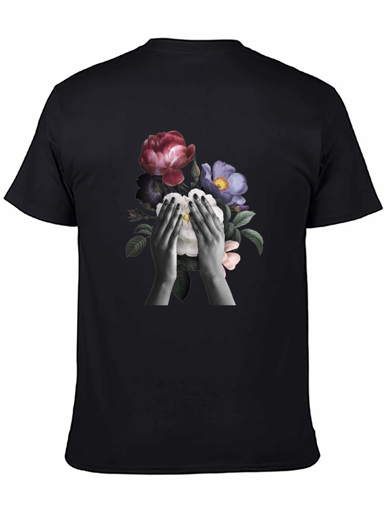 Floral Hands Graphic T-Shirt - Black