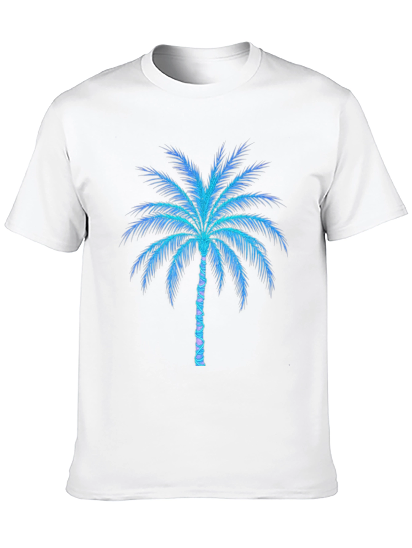 Neon Palm Tree Graphic Tee - Black Cotton Blend