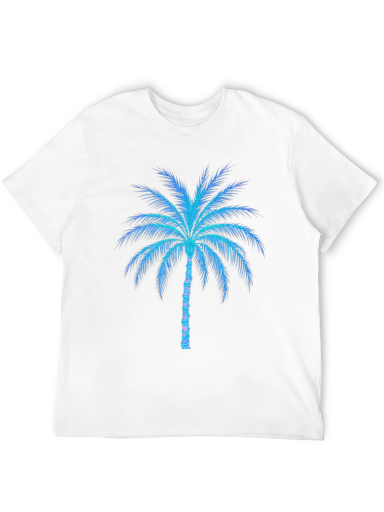 Neon Palm Tree Graphic Tee - Black Cotton Blend