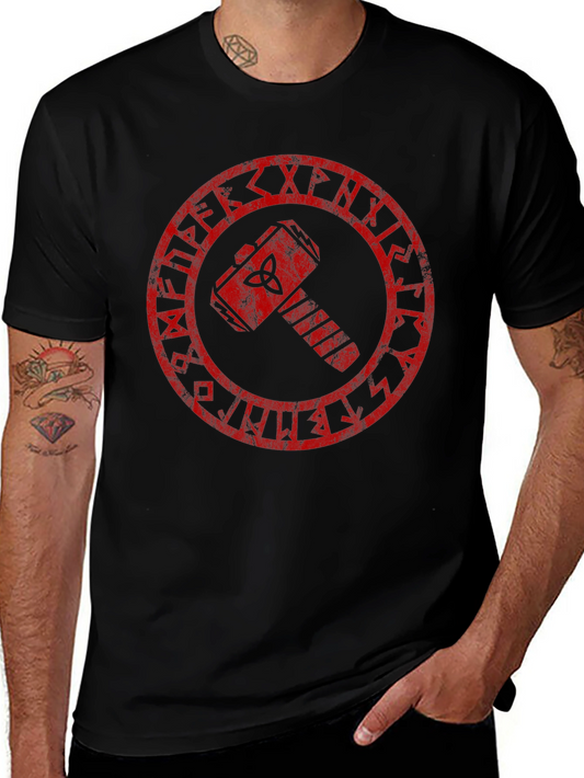 Viking Hammer Rune Graphic T-Shirt