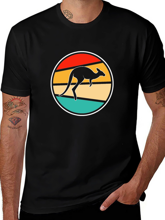 Retro Kangaroo T-Shirt - Black Novelty Tee