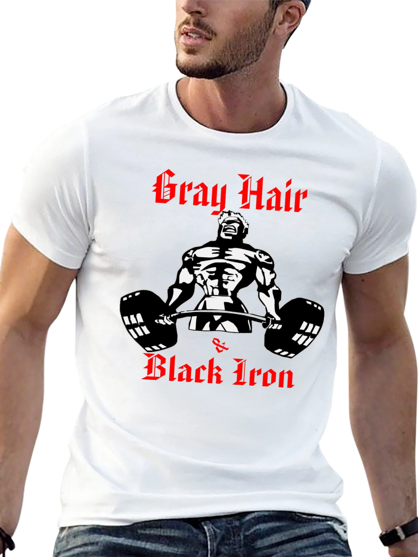 Gray Hair & Black Iron Gym T-Shirt