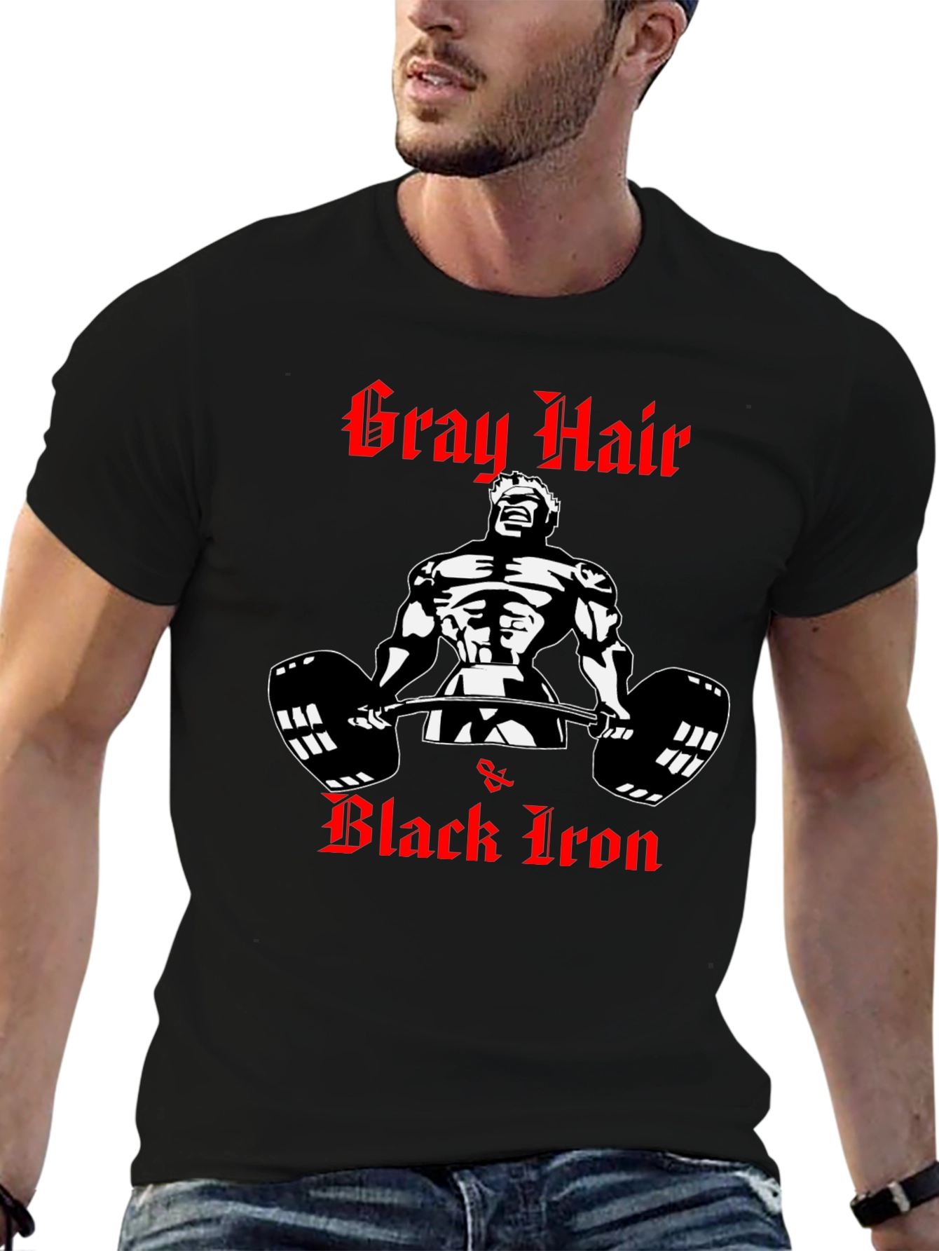 Gray Hair & Black Iron Gym T-Shirt
