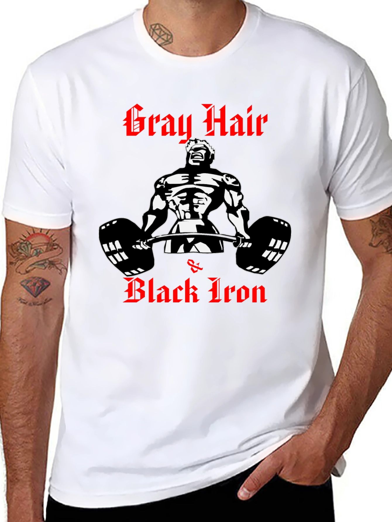 Gray Hair & Black Iron Gym T-Shirt
