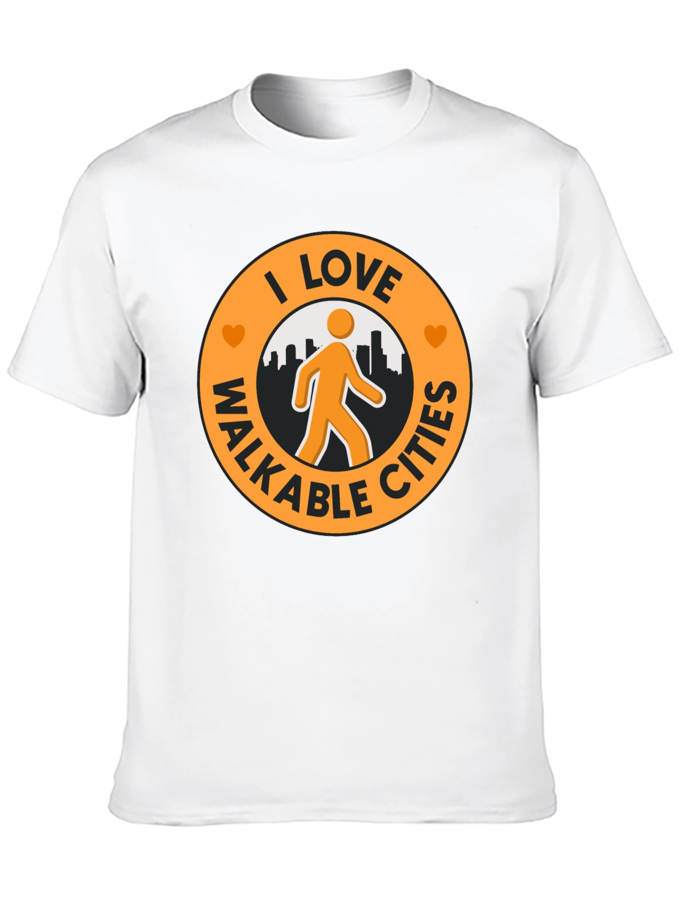 I Love Walkable Cities Graphic T-Shirt - Black