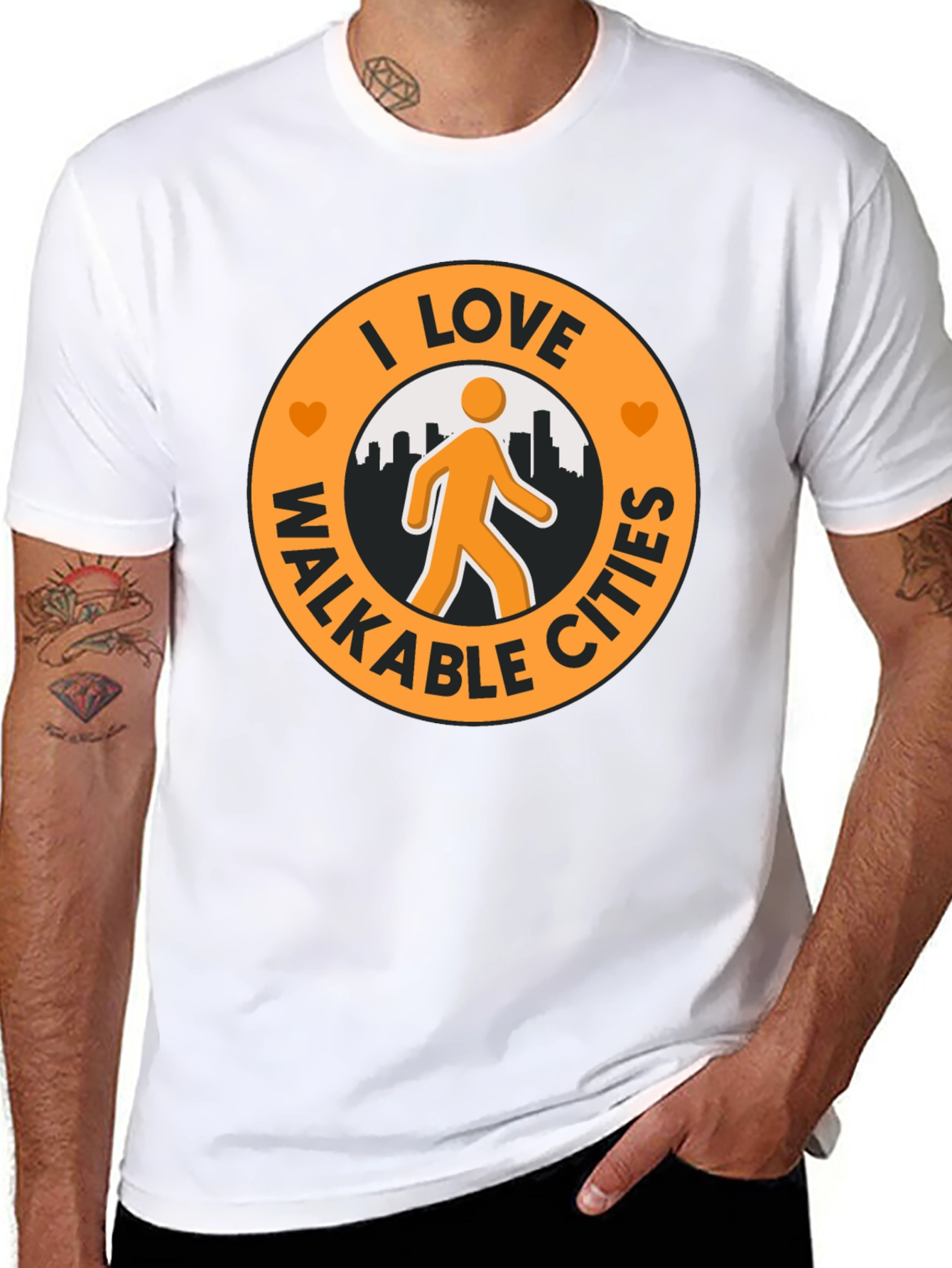 I Love Walkable Cities Graphic T-Shirt - Black