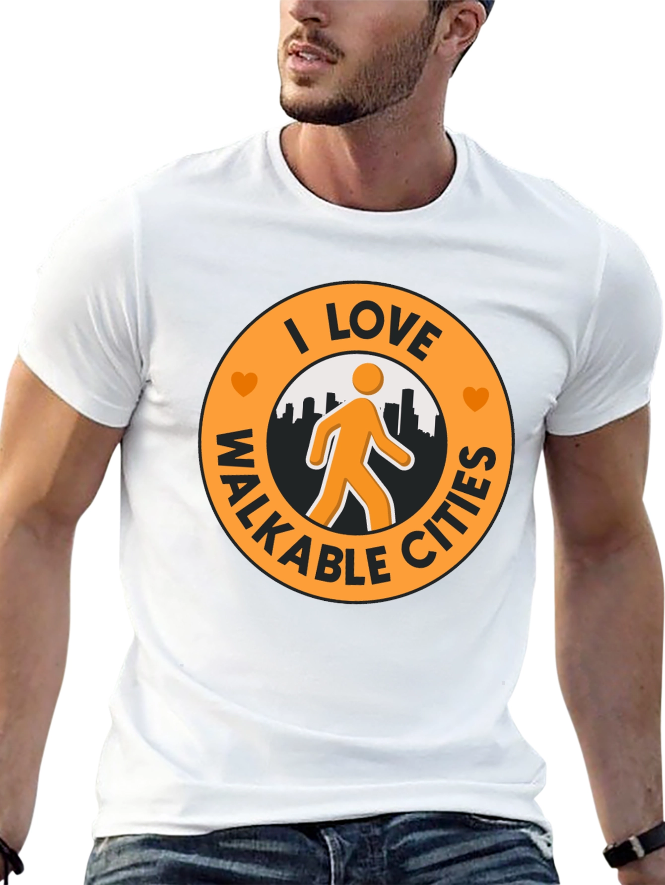 I Love Walkable Cities Graphic T-Shirt - Black