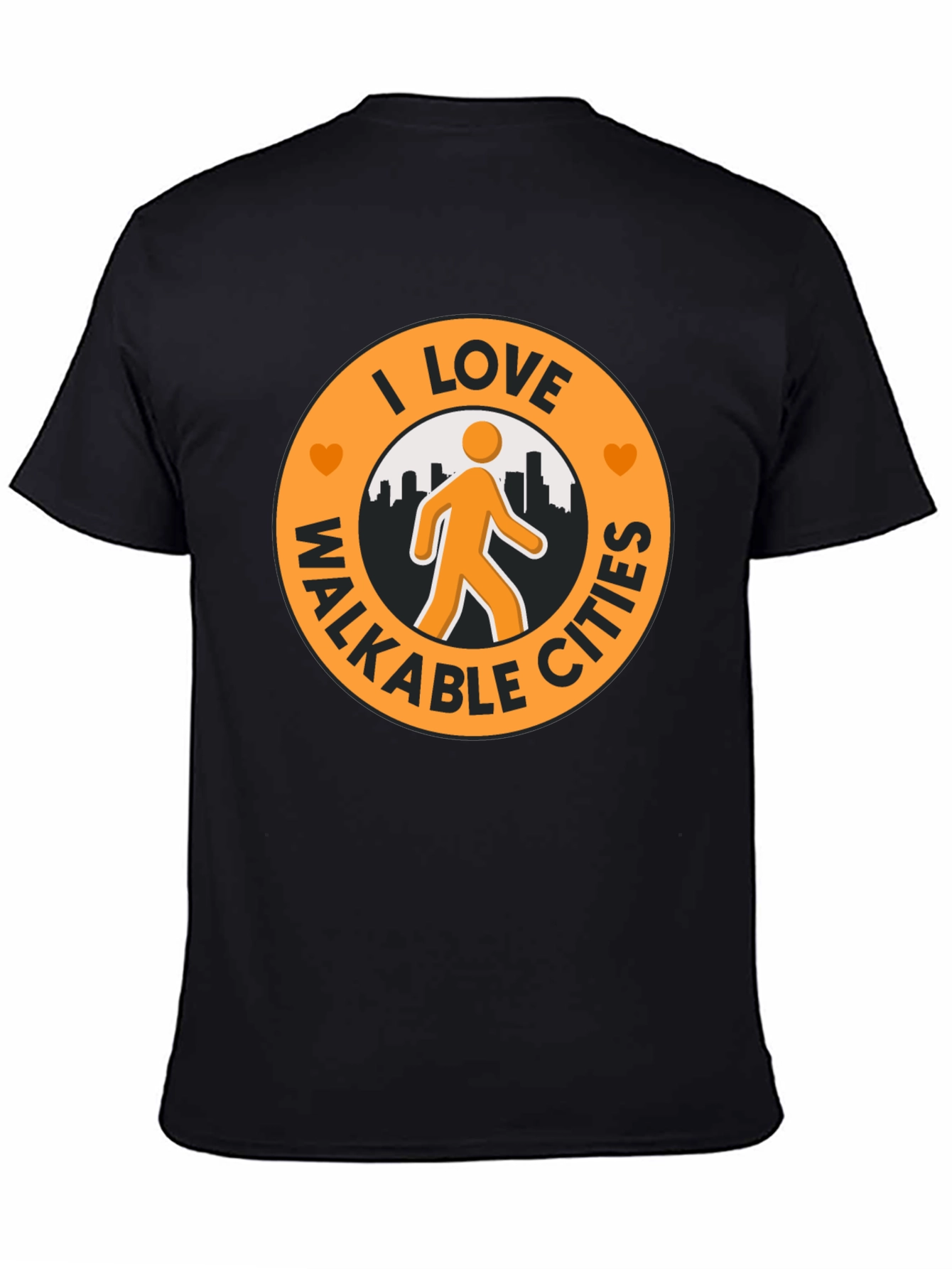 I Love Walkable Cities Graphic T-Shirt - Black