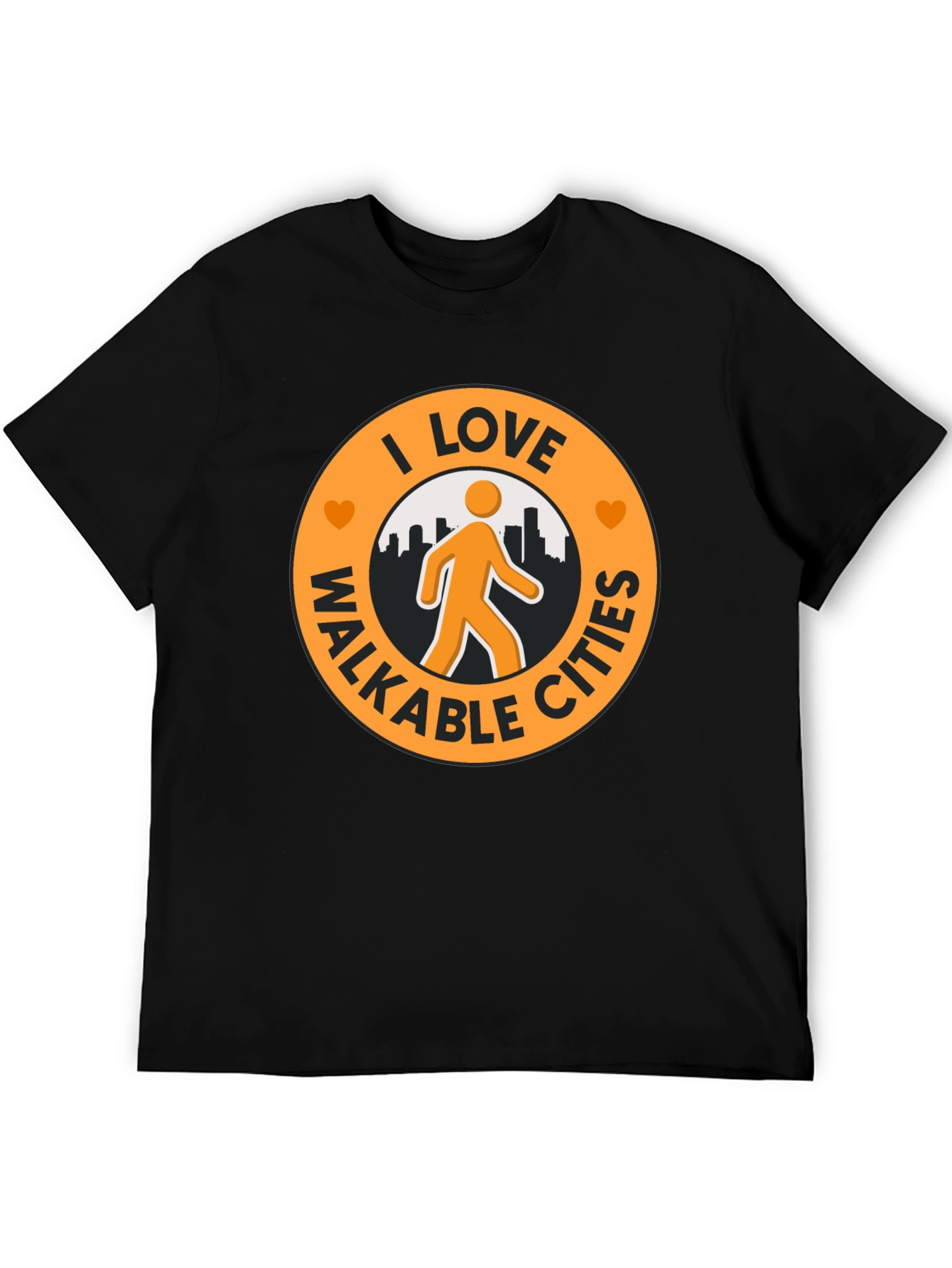 I Love Walkable Cities Graphic T-Shirt - Black