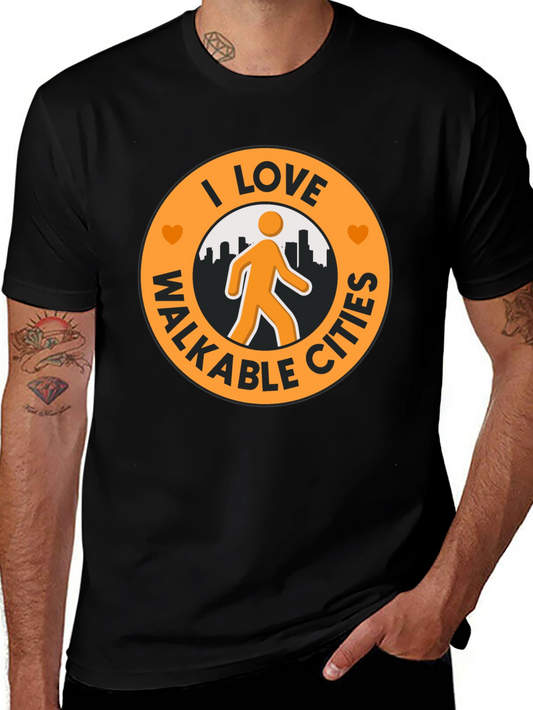 I Love Walkable Cities Graphic T-Shirt - Black