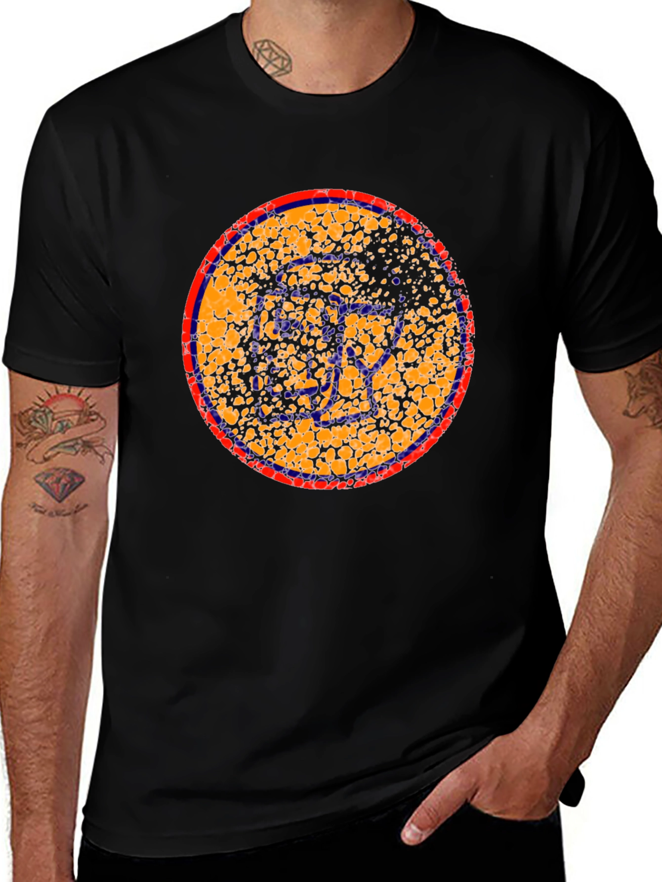Abstract Circle Graphic Black T-Shirt