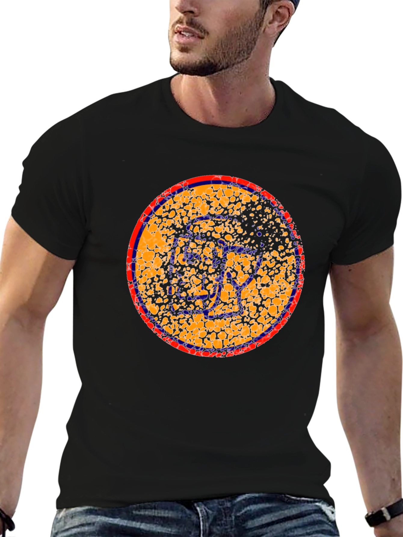 Abstract Circle Graphic Black T-Shirt