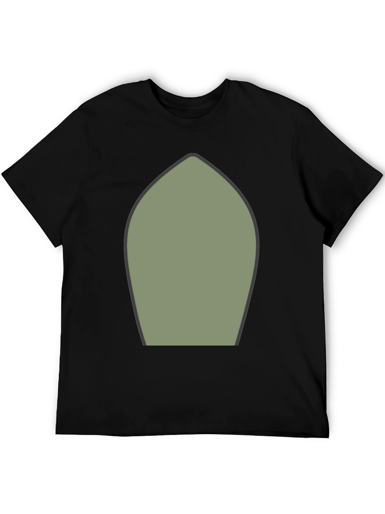 Abstract Olive Green Shape Black T-Shirt