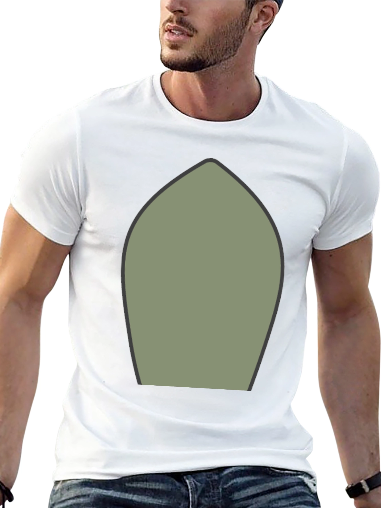 Abstract Olive Green Shape Black T-Shirt