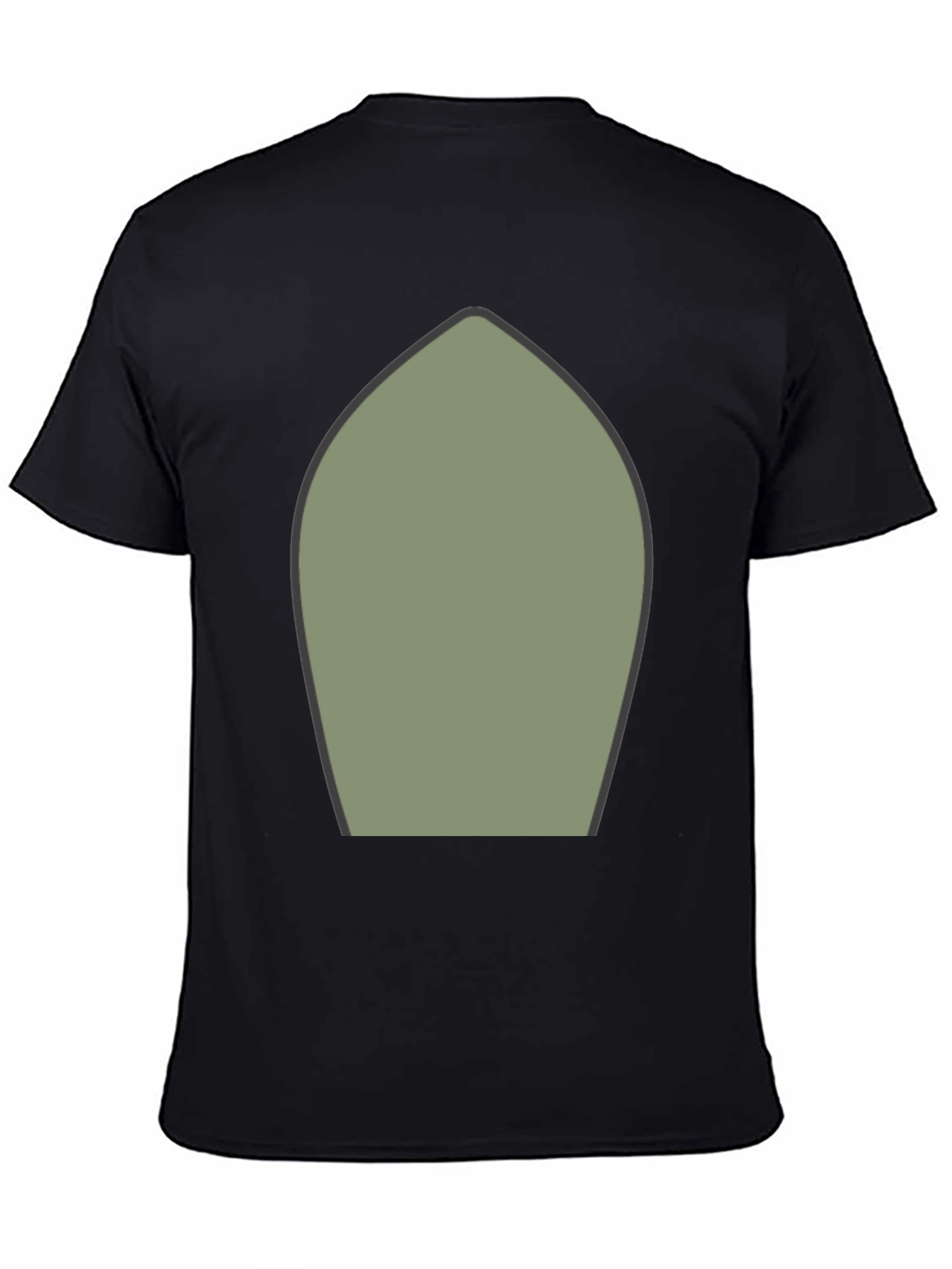 Abstract Olive Green Shape Black T-Shirt