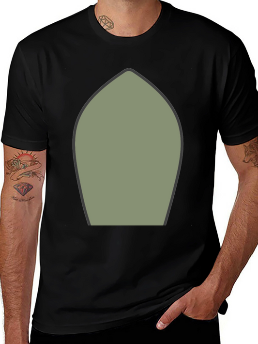 Abstract Olive Green Shape Black T-Shirt
