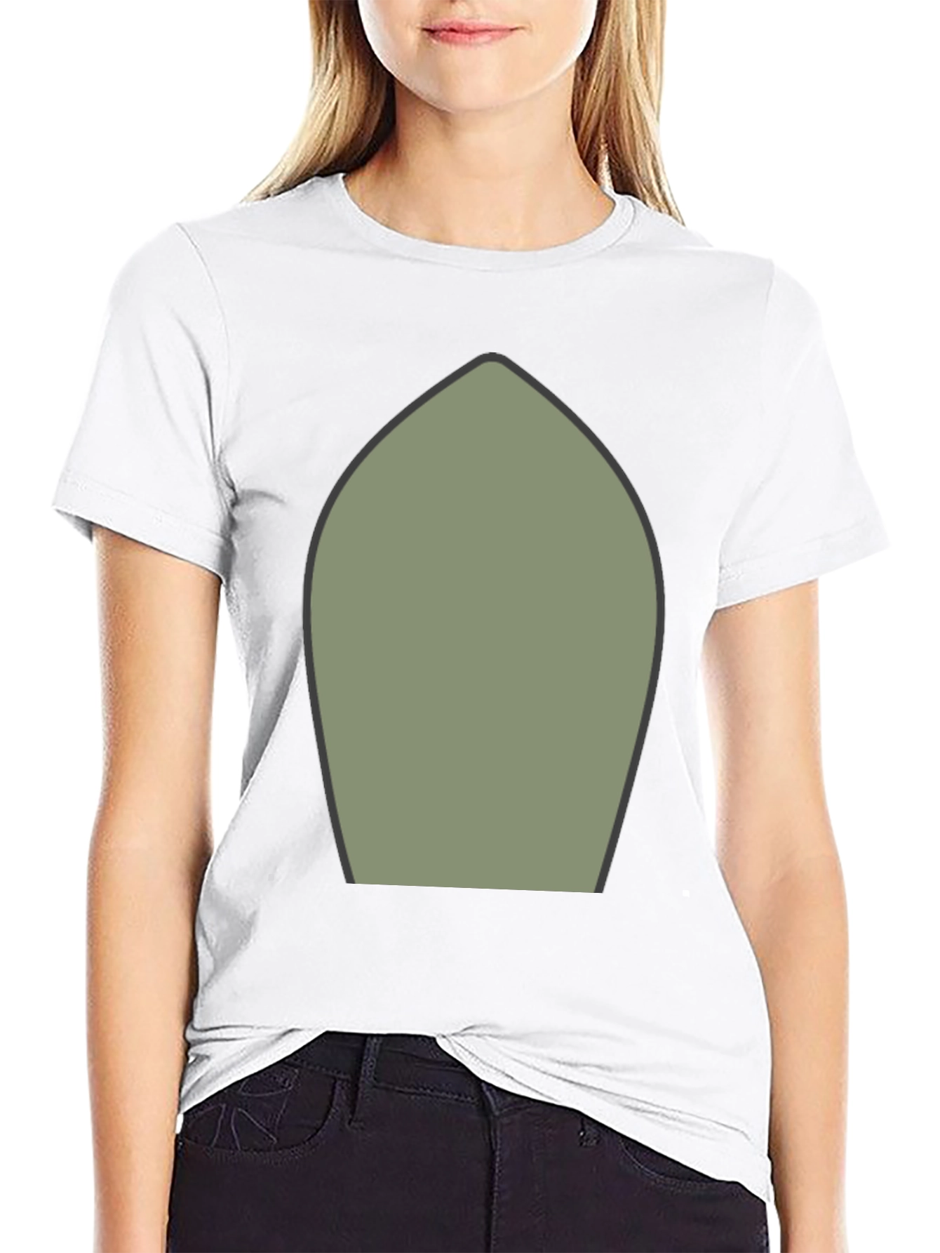 Abstract Olive Green Shape Black T-Shirt