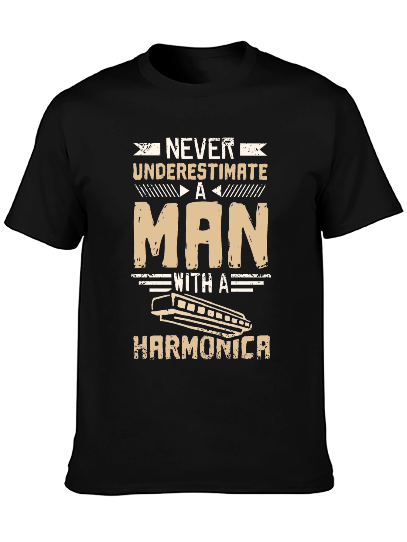 Harmonica Man Graphic Tee - Black Cotton Shirt