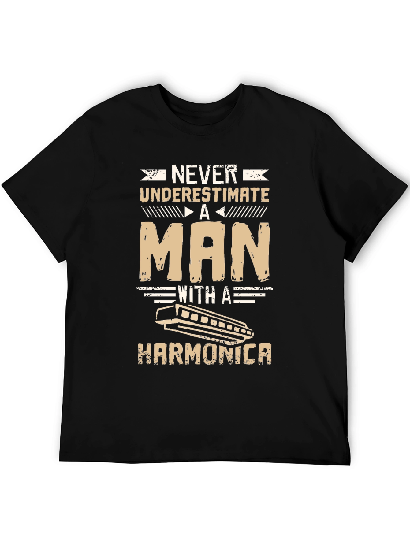 Harmonica Man Graphic Tee - Black Cotton Shirt