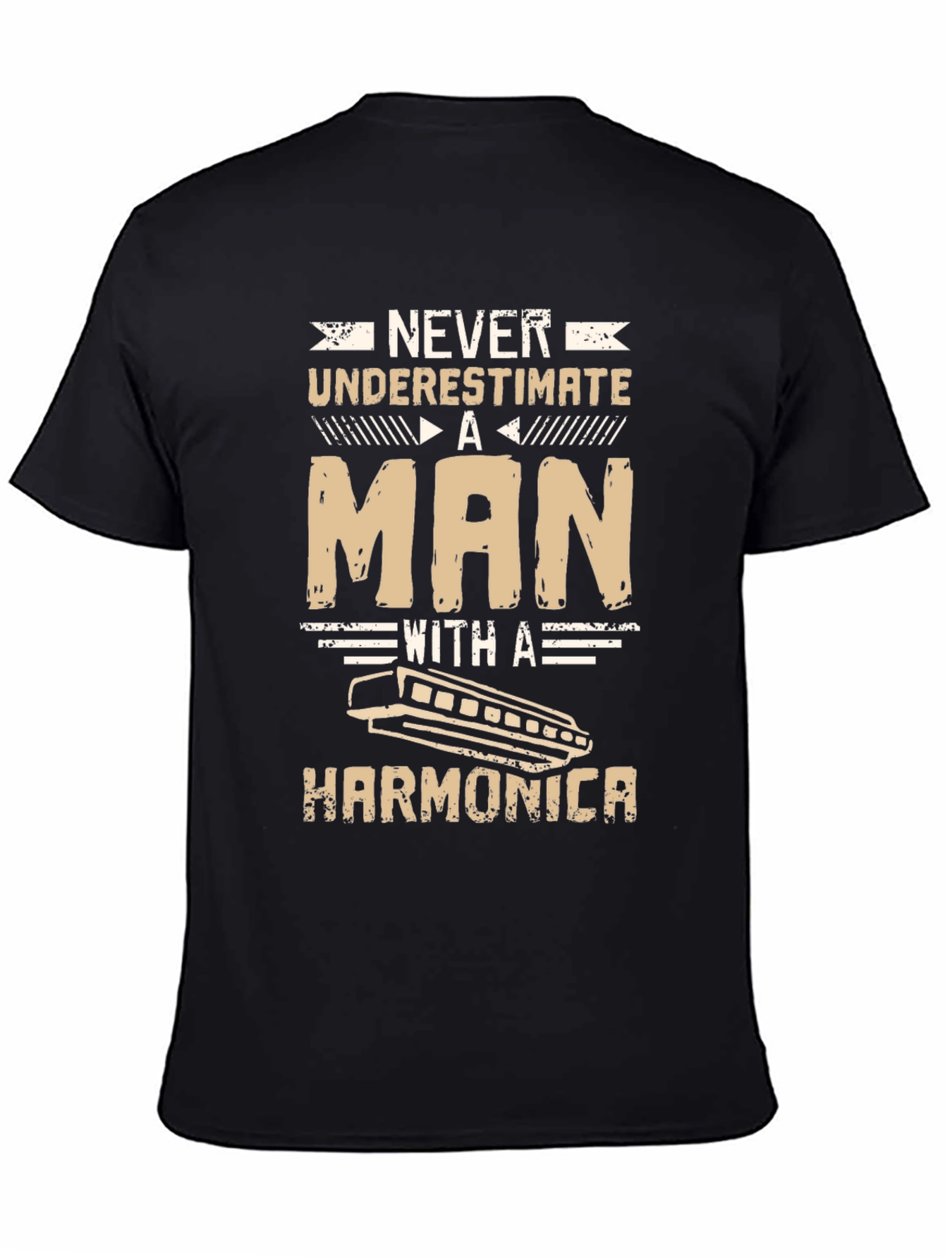 Harmonica Man Graphic Tee - Black Cotton Shirt