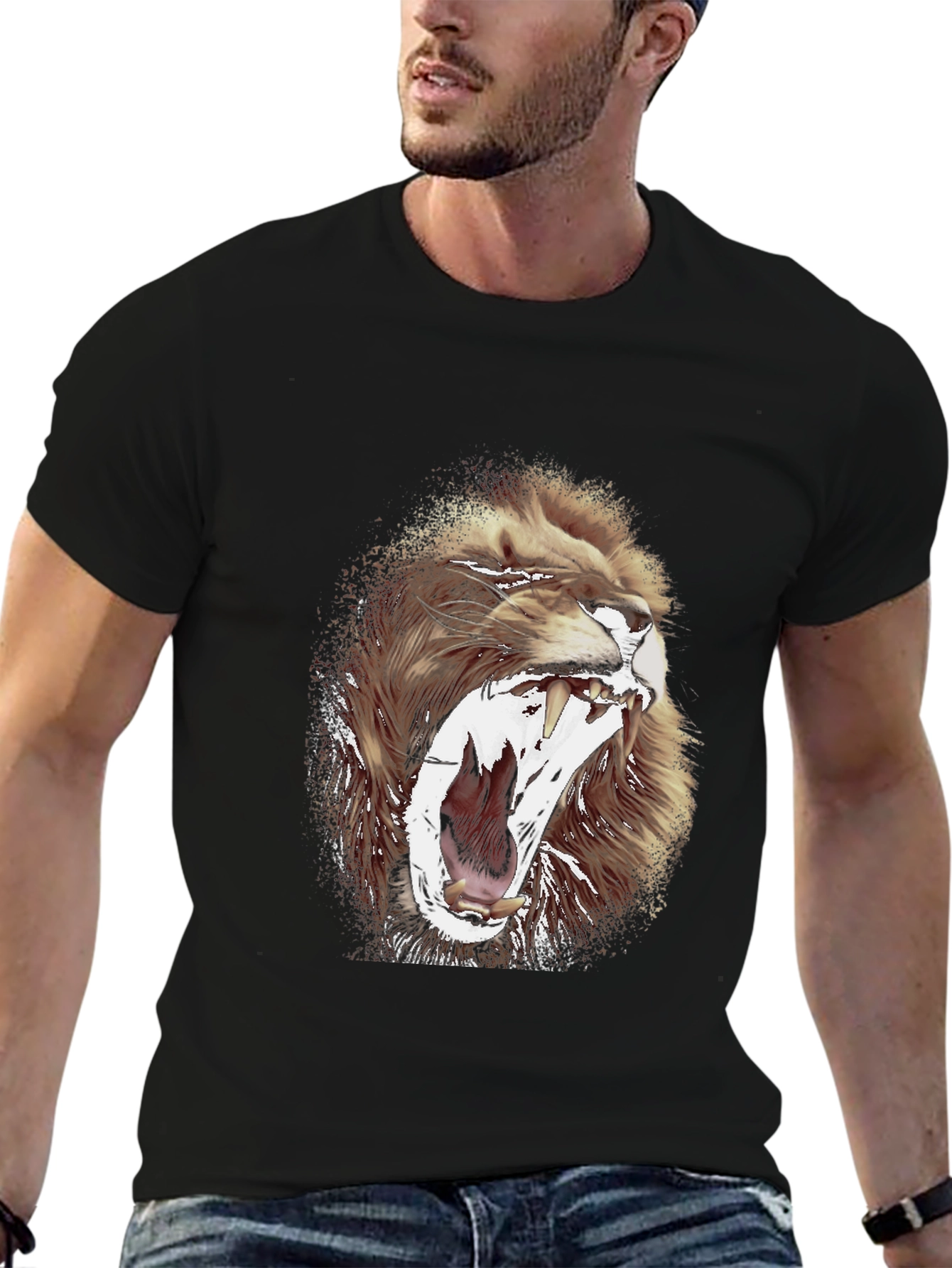 Lion Graphic Print Mens T-Shirt