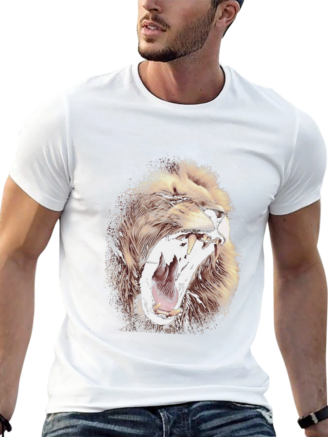 Lion Graphic Print Mens T-Shirt