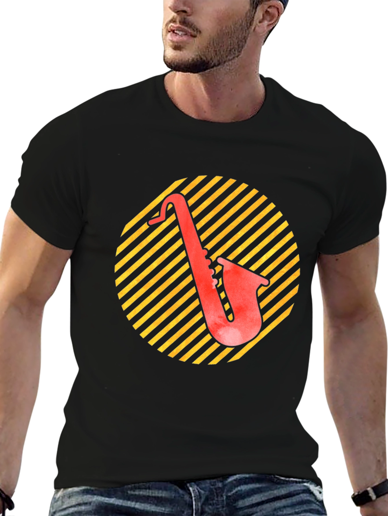 Retro Saxophone Graphic T-Shirt - Musician Tee